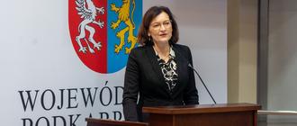 Ewa Leniart podczas obrad sejmiku województwa podkarpackiego. 27 listopada 2023 r. Fot. Anna Magda