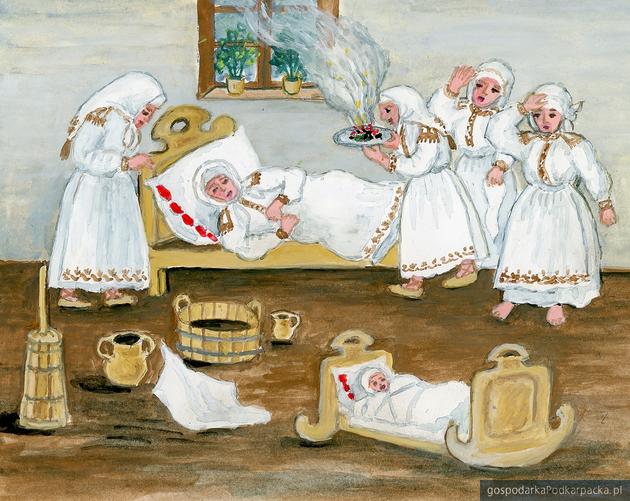 Ilustracja Marii Kozłowej pt. „Odmawianie uroku” (Archiwum Muzeum Kultury Ludowej w Kolbuszowej)