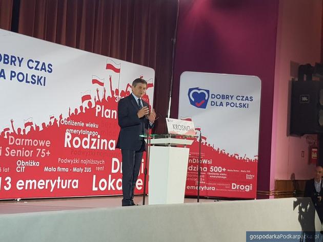 Marek Kuchciński na konwencji PiS w Krośnie. Fot. twitter/pisorgpl