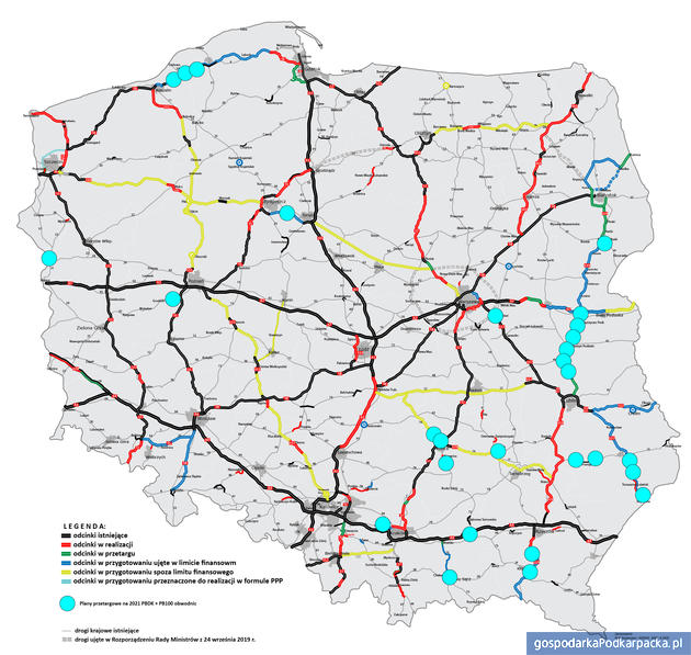 Plany inwestycyjne na drogach krajowych w 2021 r. Podkarpackie na tle kraju