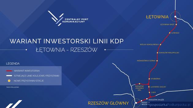 Linia kolejowa z CPK do Rzeszowa - wariant inwestorski wybrany