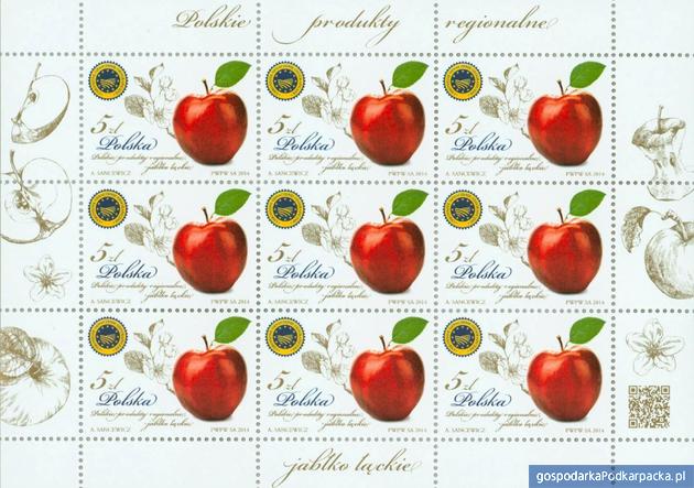 Jabłko łąckie na znaczku Poczty Polskiej